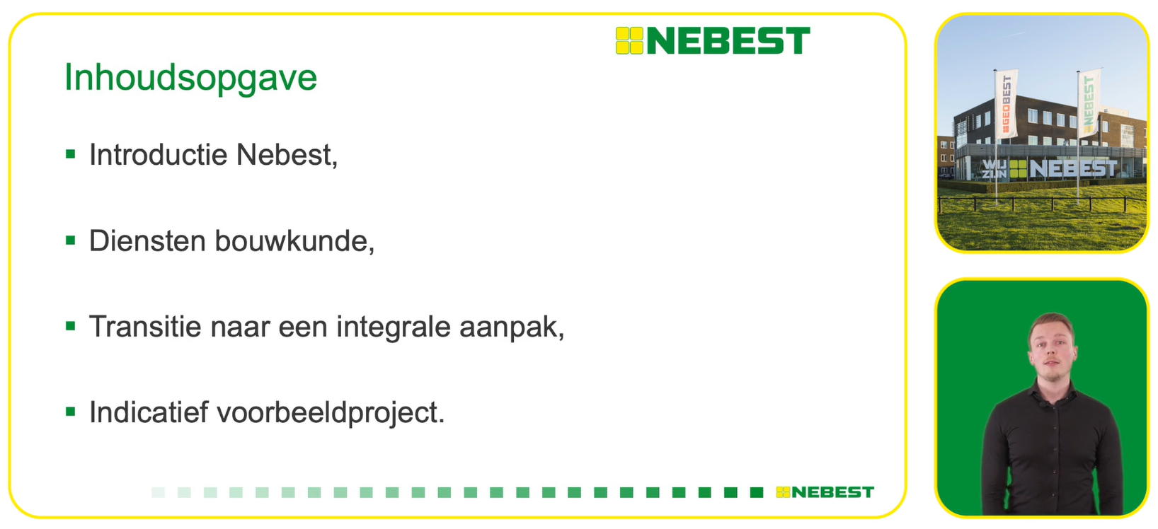 Screenshot van het webinar: van losse maatregelen naar integrale verduurzaming